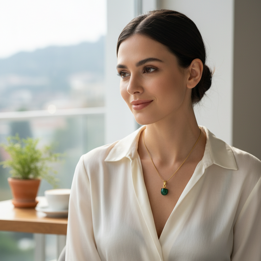 Green Agate Stone Pendant Necklace