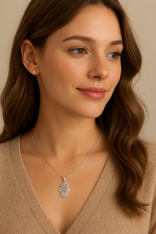 ✨ Hamsa Hand Necklace – Protection & Elegance in One