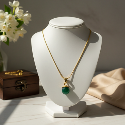 Green Agate Stone Pendant Necklace