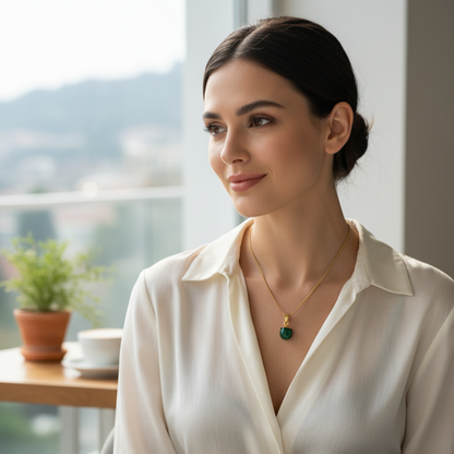 Green Agate Stone Pendant Necklace