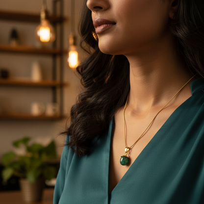 Green Agate Stone Pendant Necklace