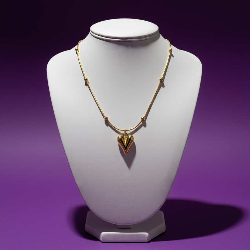 Gold Heart Pendant Necklace