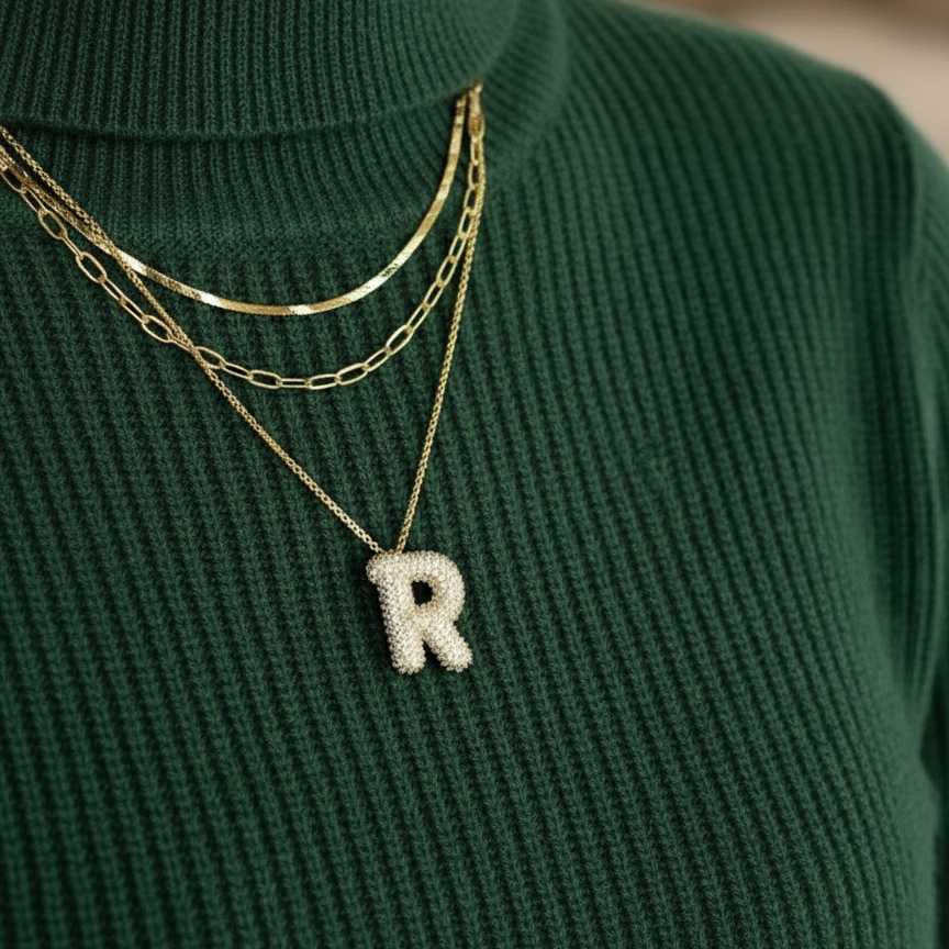 Diamond Letter Initial Pendant Necklace✨