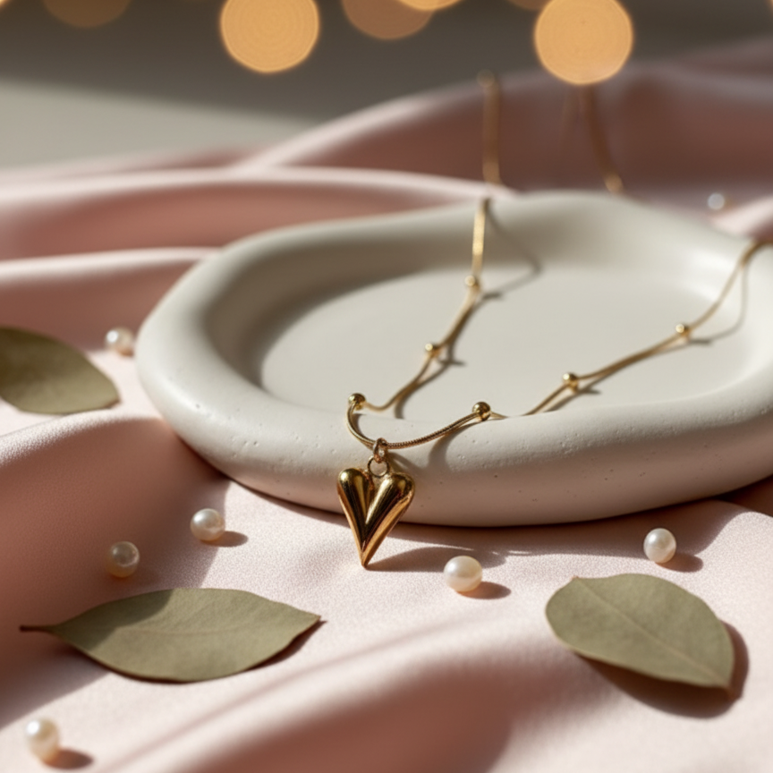 Gold Heart Pendant Necklace