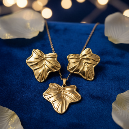 The Golden Ivy Leaf Jewelry Set | Necklace & Earrings