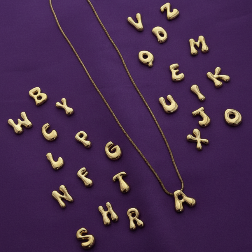 Gold Alphabet Initial Pendant Necklace