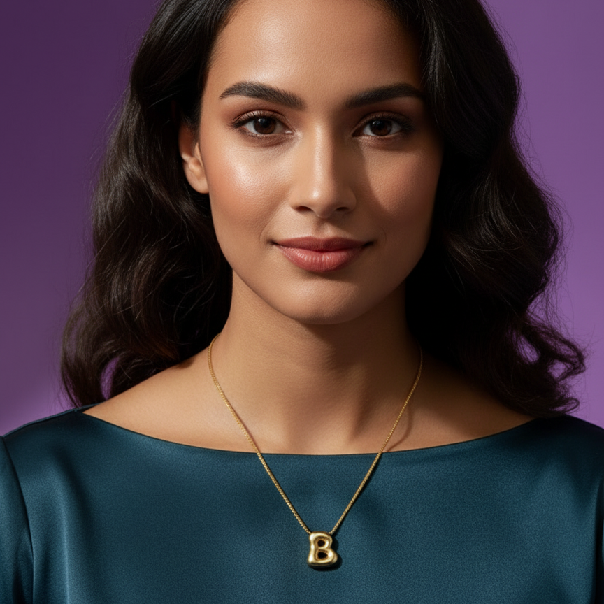 Gold Alphabet Initial Pendant Necklace