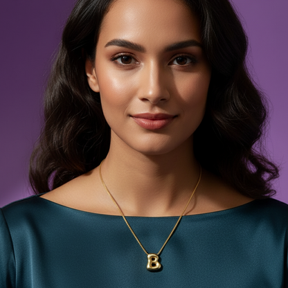 Gold Alphabet Initial Pendant Necklace